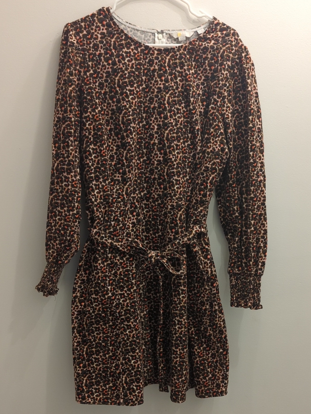 Boden Women's Brown Abstract Print Corduroy Tie-Waist Dress, US 16/18R